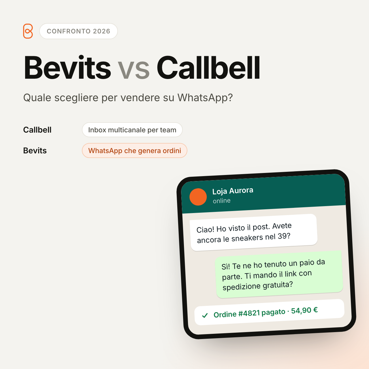 Bevits vs Callbell: quale scegliere per vendere su WhatsApp nel 2026?