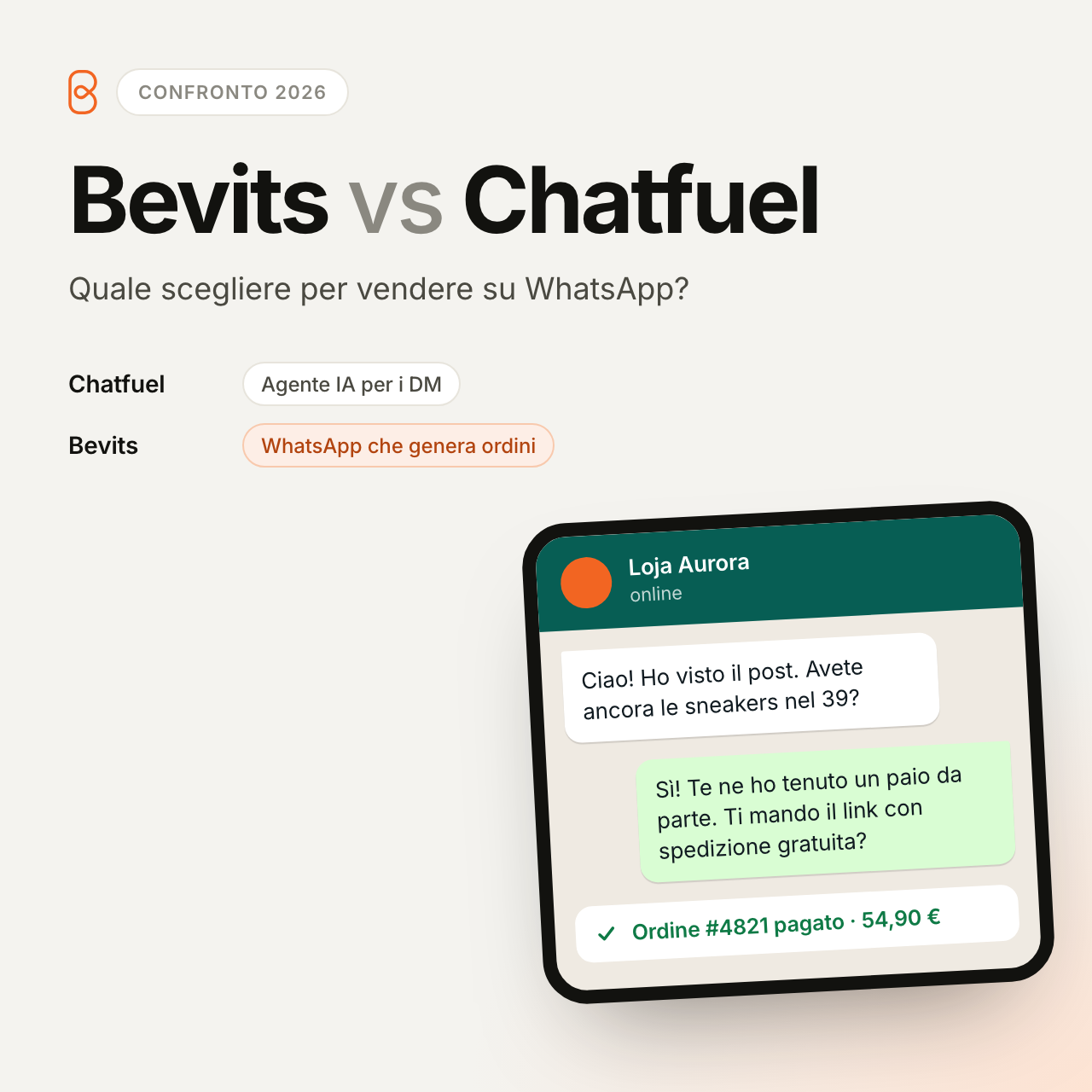 Bevits vs Chatfuel: quale scegliere per vendere su WhatsApp nel 2026?