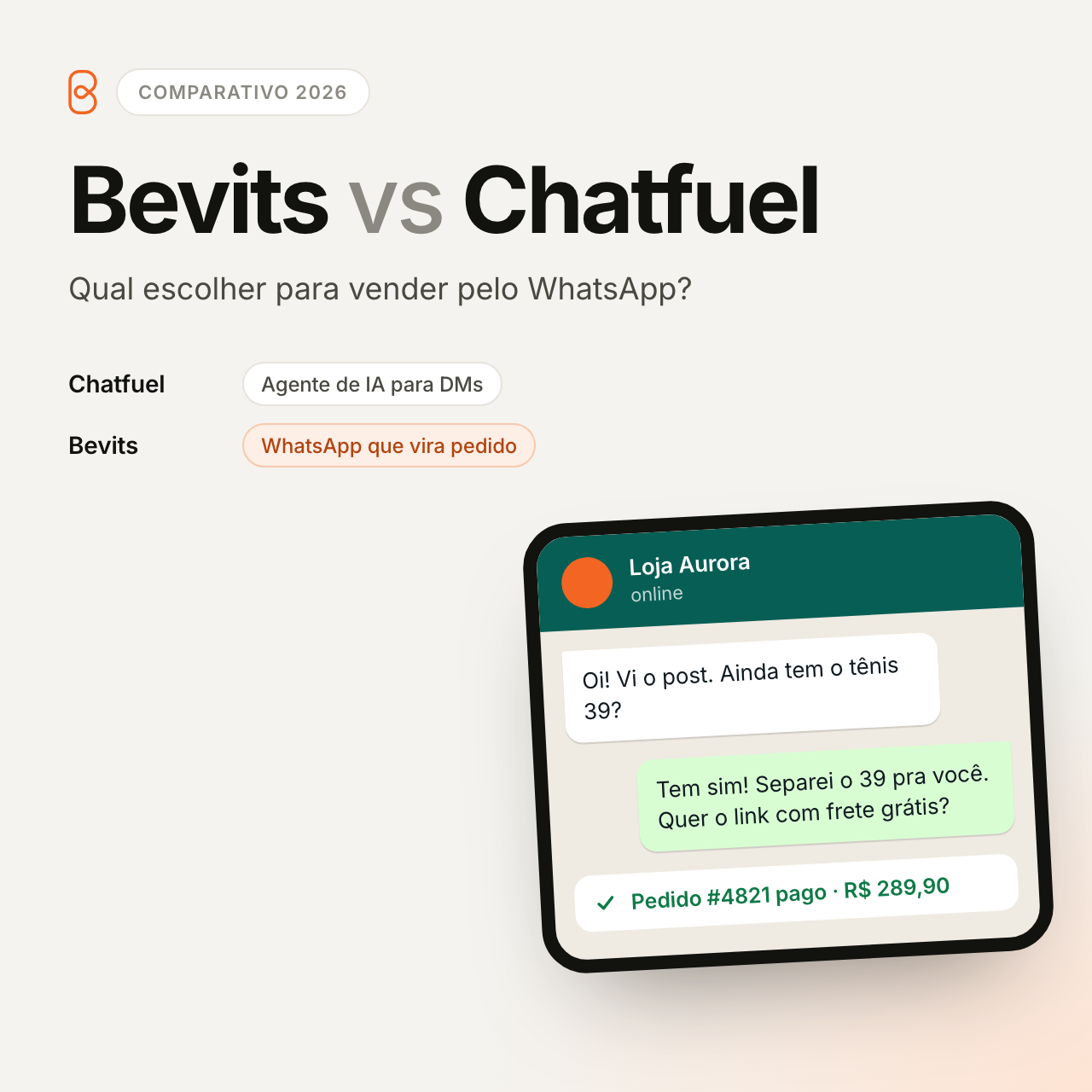 Bevits vs Chatfuel: Qual Escolher para Vender pelo WhatsApp em 2026?