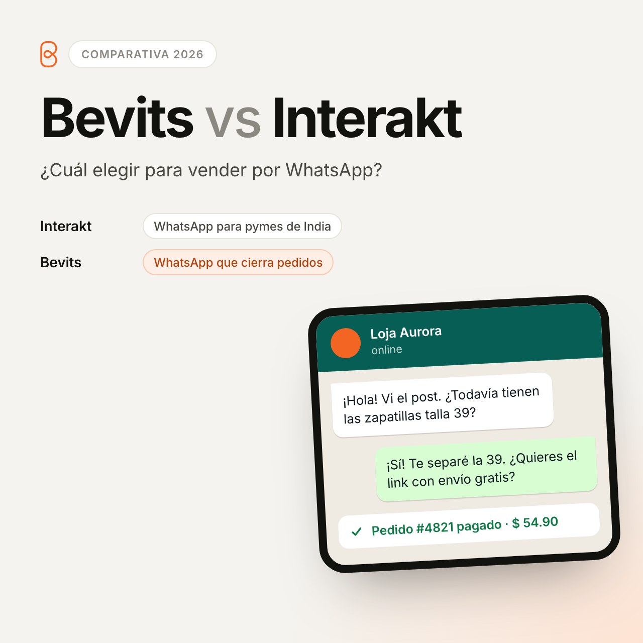 Bevits vs Interakt: ¿Cuál Elegir para Vender por WhatsApp en 2026?