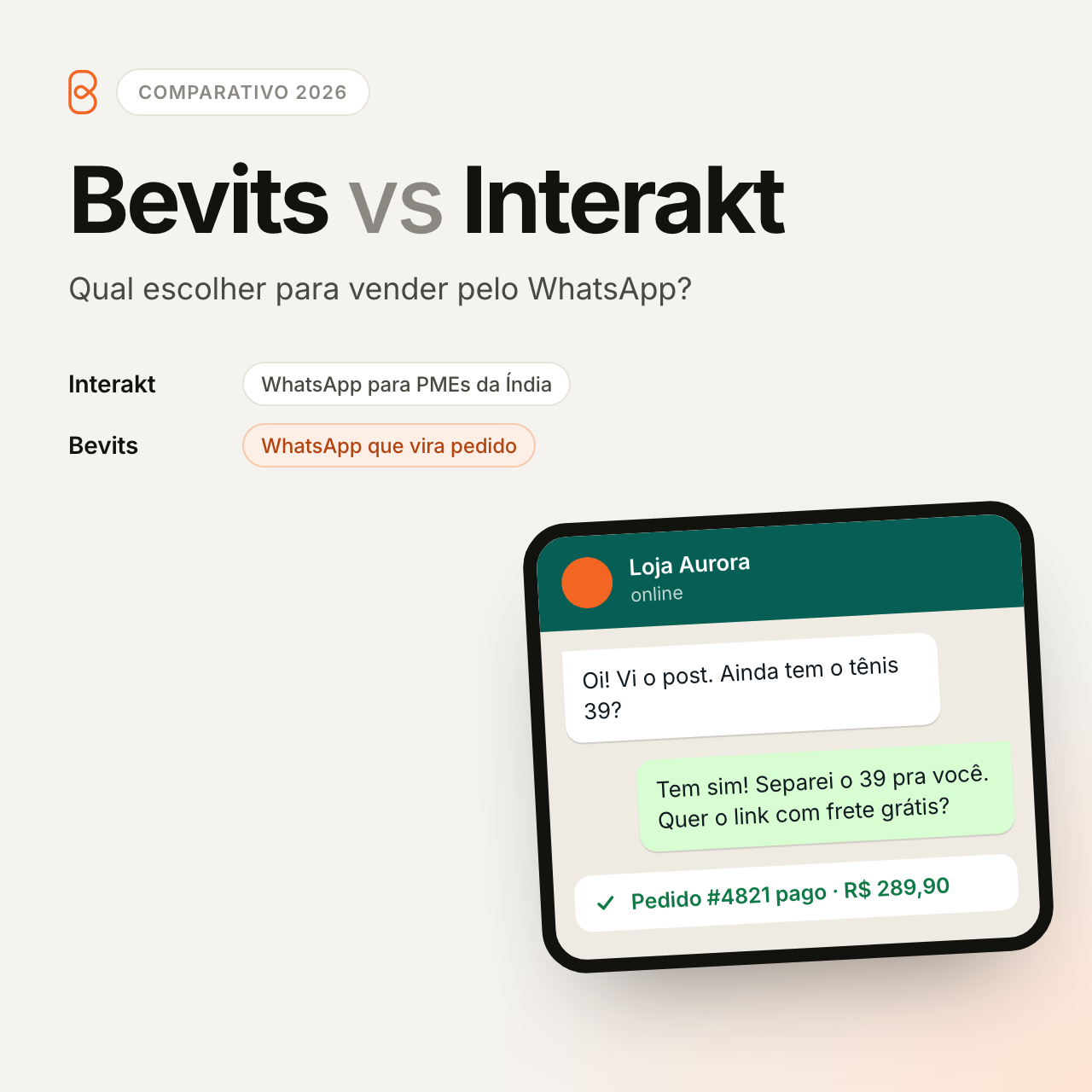 Bevits vs Interakt: Qual Escolher para Vender pelo WhatsApp em 2026?
