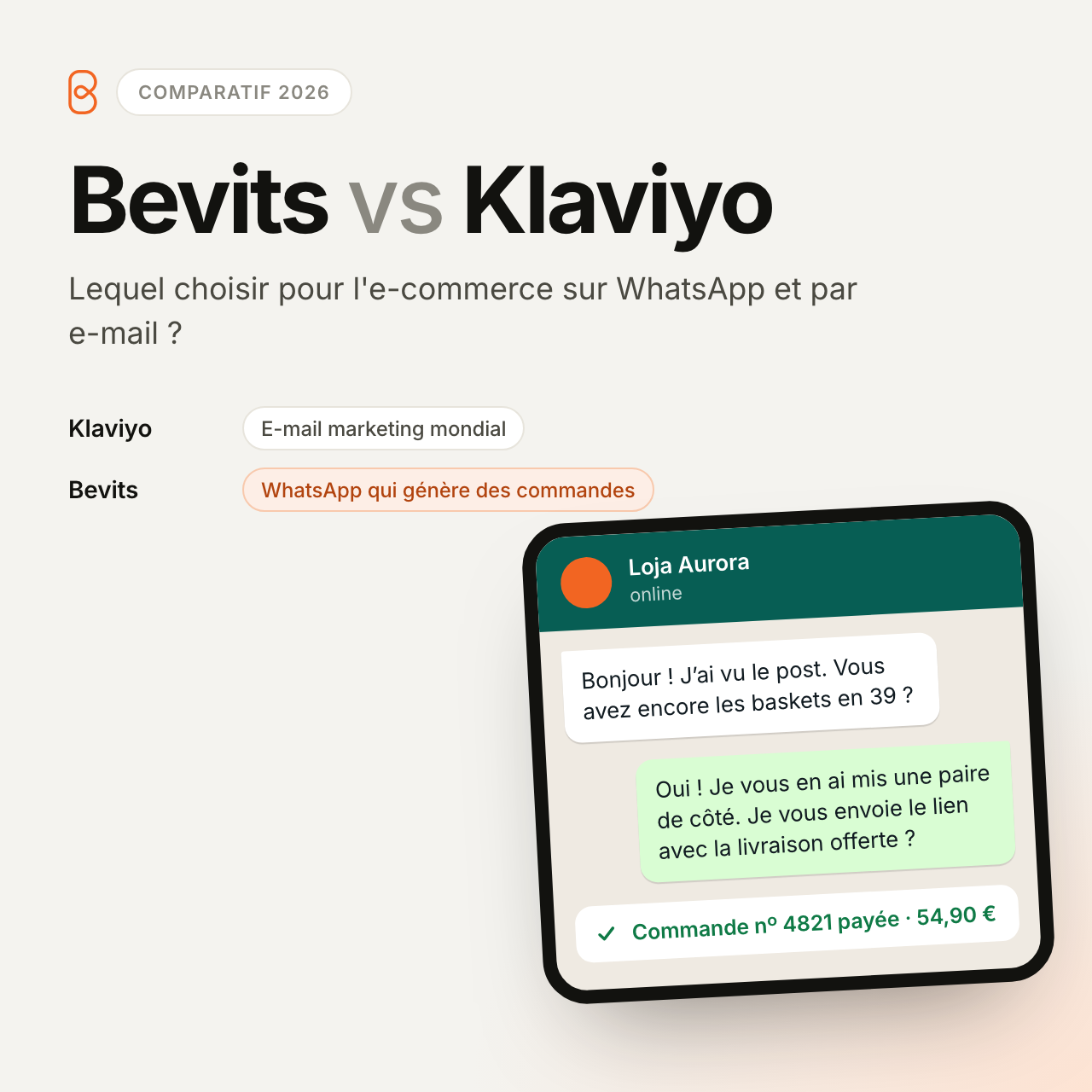 Bevits vs Klaviyo : lequel choisir pour l'e-commerce sur WhatsApp et par e-mail en 2026 ?