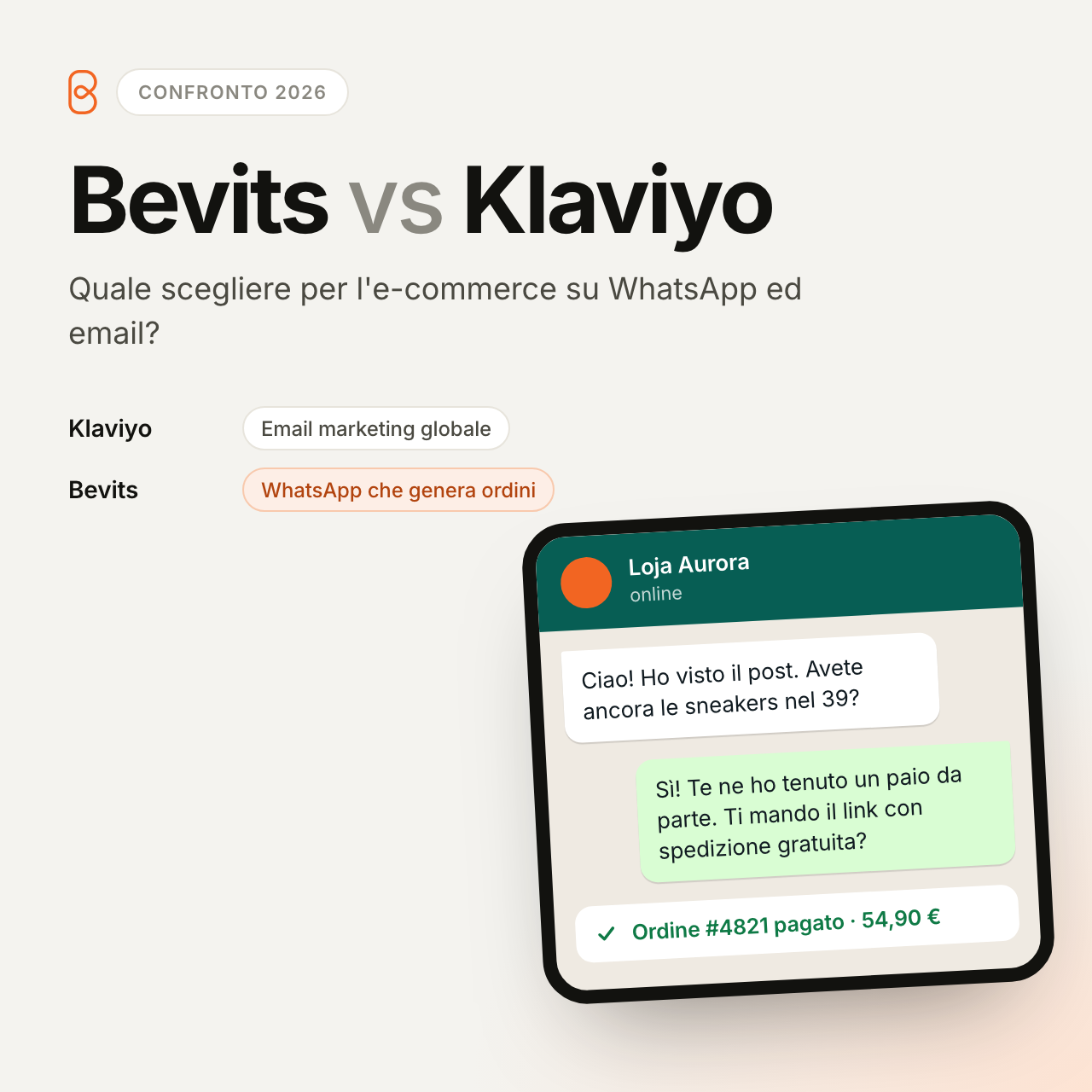 Bevits vs Klaviyo: quale scegliere per l'e-commerce su WhatsApp ed email nel 2026?