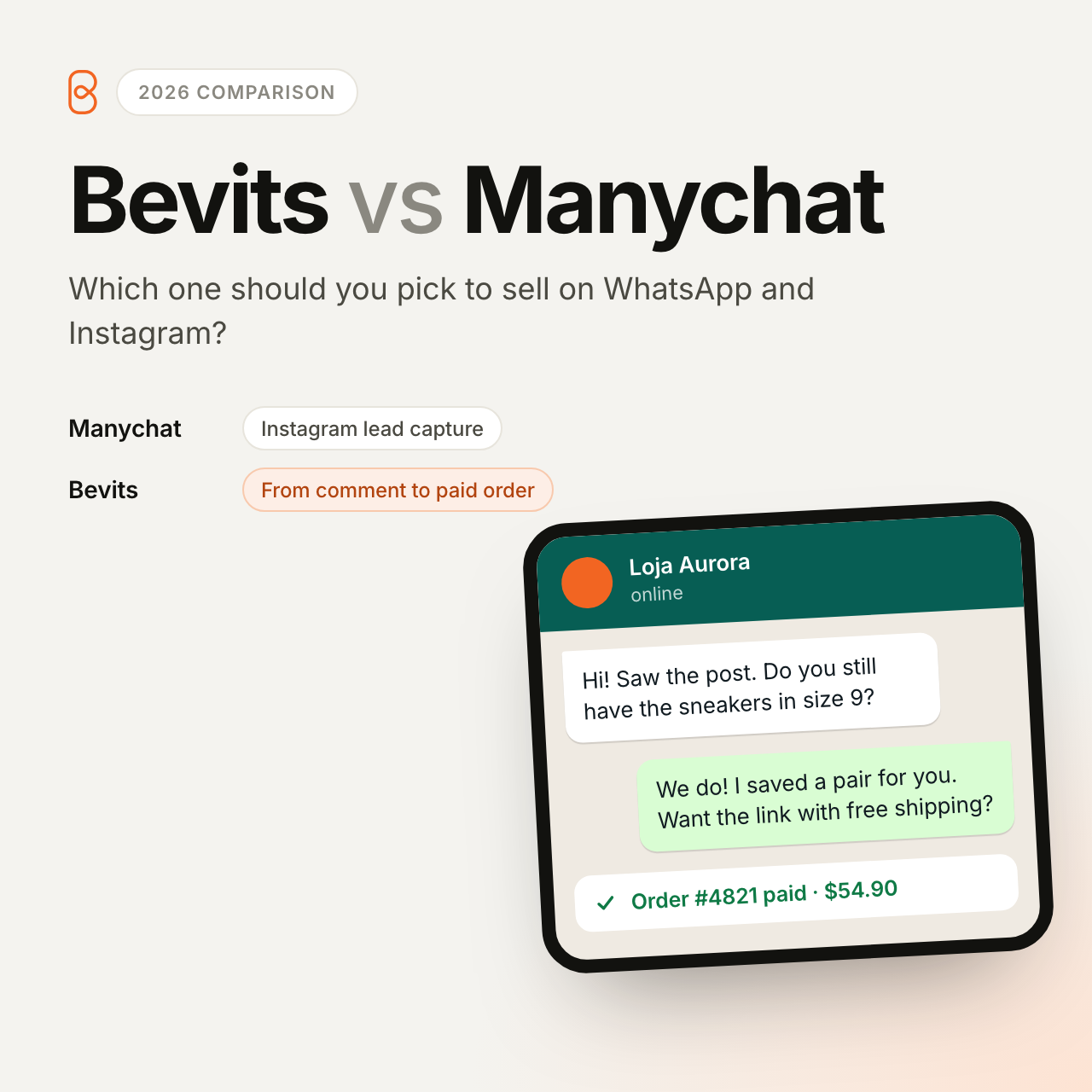 Bevits vs Manychat: Which One Should You Use to Sell on WhatsApp in 2026?