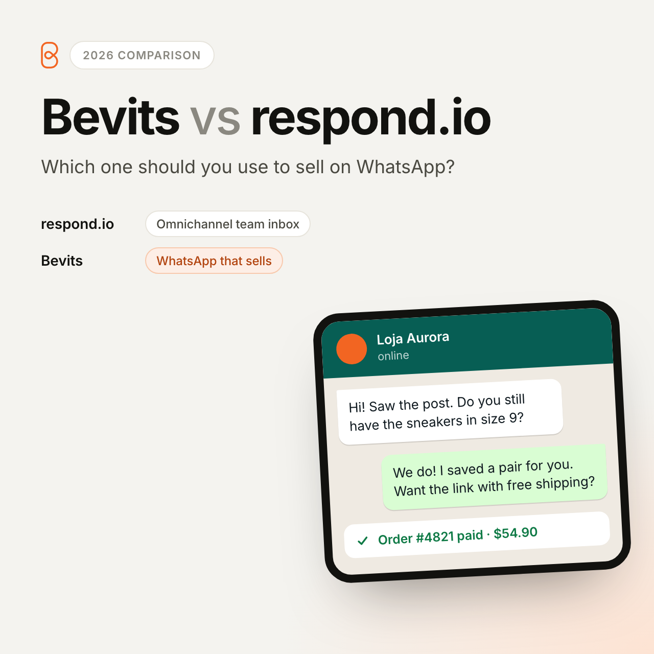 Bevits vs respond.io: Which One Should You Use to Sell on WhatsApp in 2026?