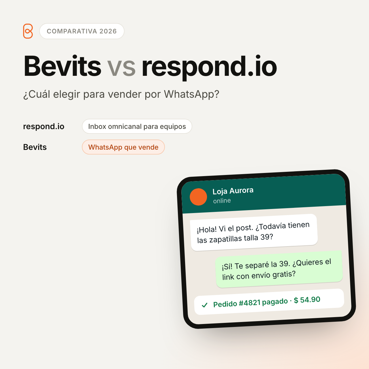 Bevits vs respond.io: ¿Cuál Elegir para Vender por WhatsApp en 2026?