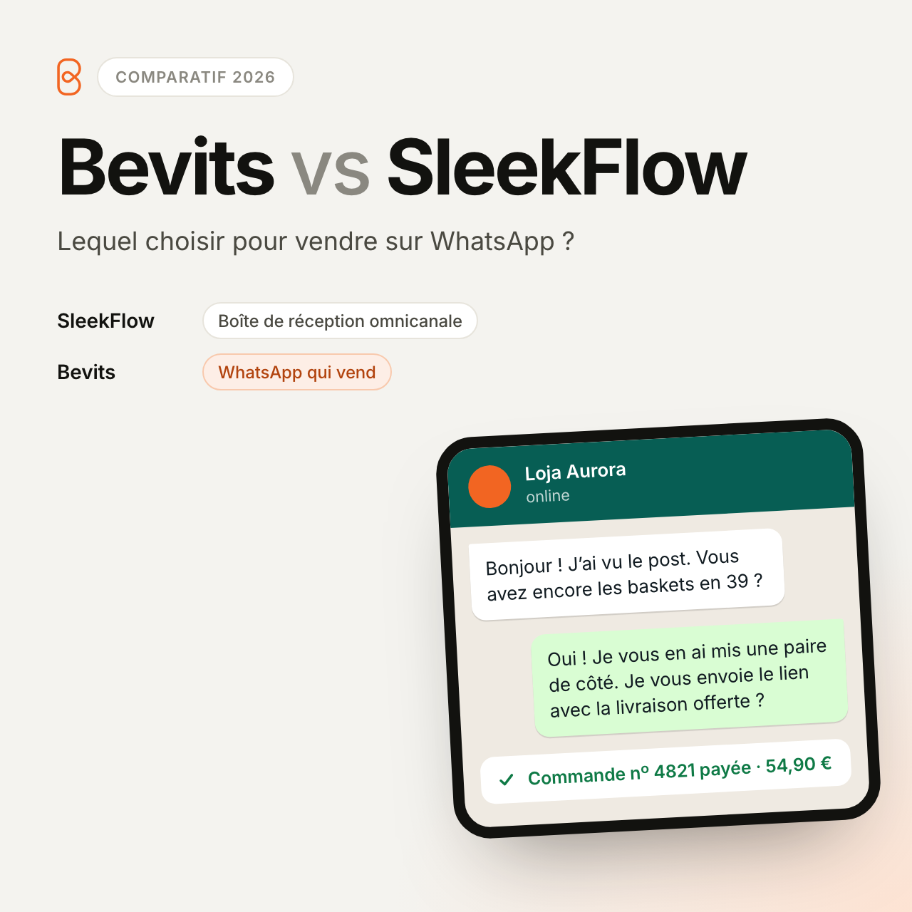 Bevits ou SleekFlow : lequel choisir pour vendre sur WhatsApp en 2026 ?