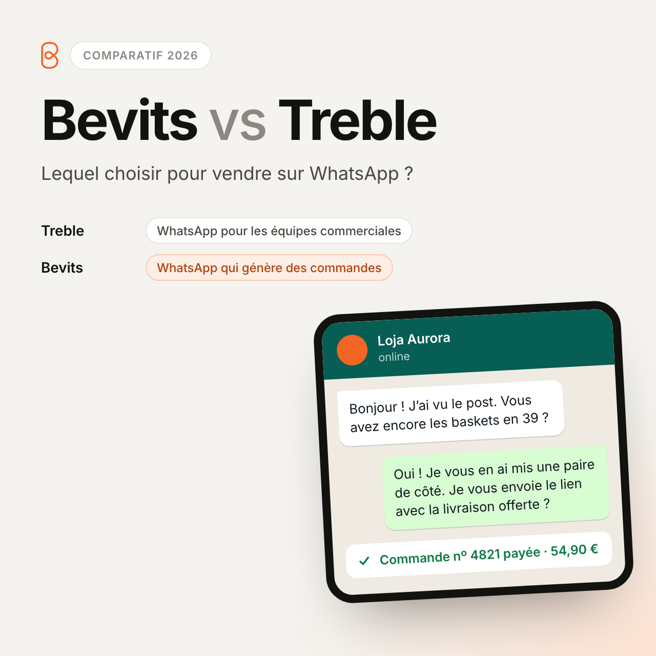 Bevits ou Treble : lequel choisir pour vendre sur WhatsApp en 2026 ?