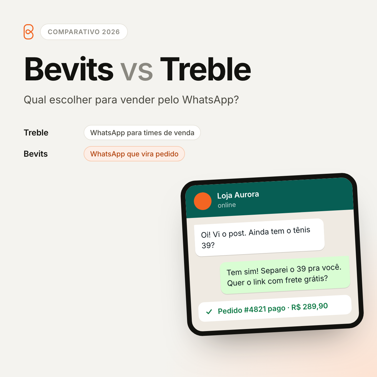 Bevits vs Treble: Qual Escolher para Vender pelo WhatsApp em 2026?