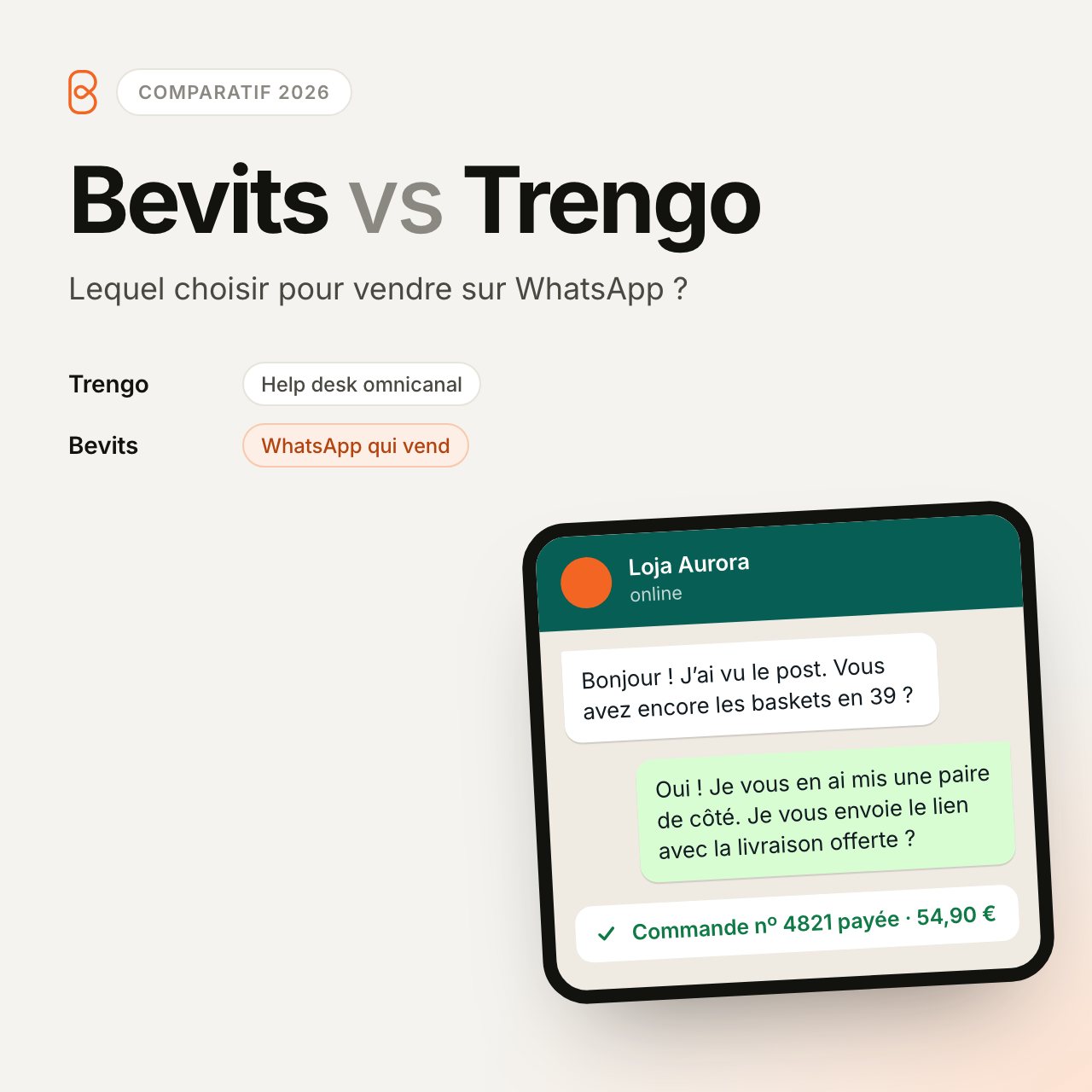 Bevits ou Trengo : lequel choisir pour vendre sur WhatsApp en 2026 ?