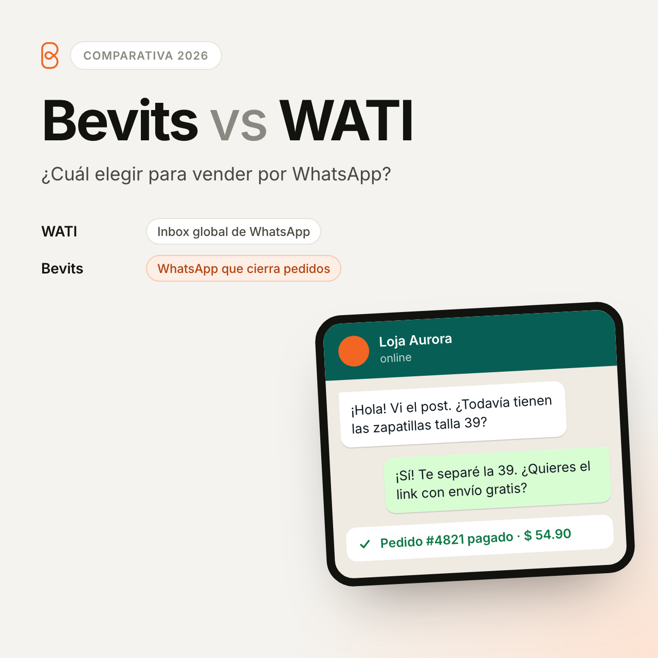 Bevits vs WATI: ¿Cuál Elegir para Vender por WhatsApp en 2026?