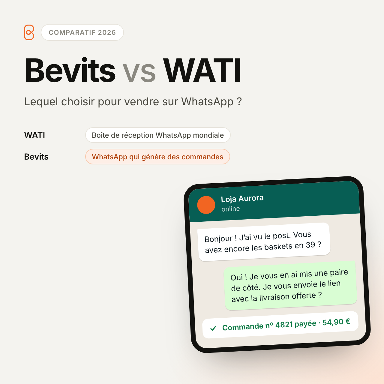 Bevits ou WATI : lequel choisir pour vendre sur WhatsApp en 2026 ?