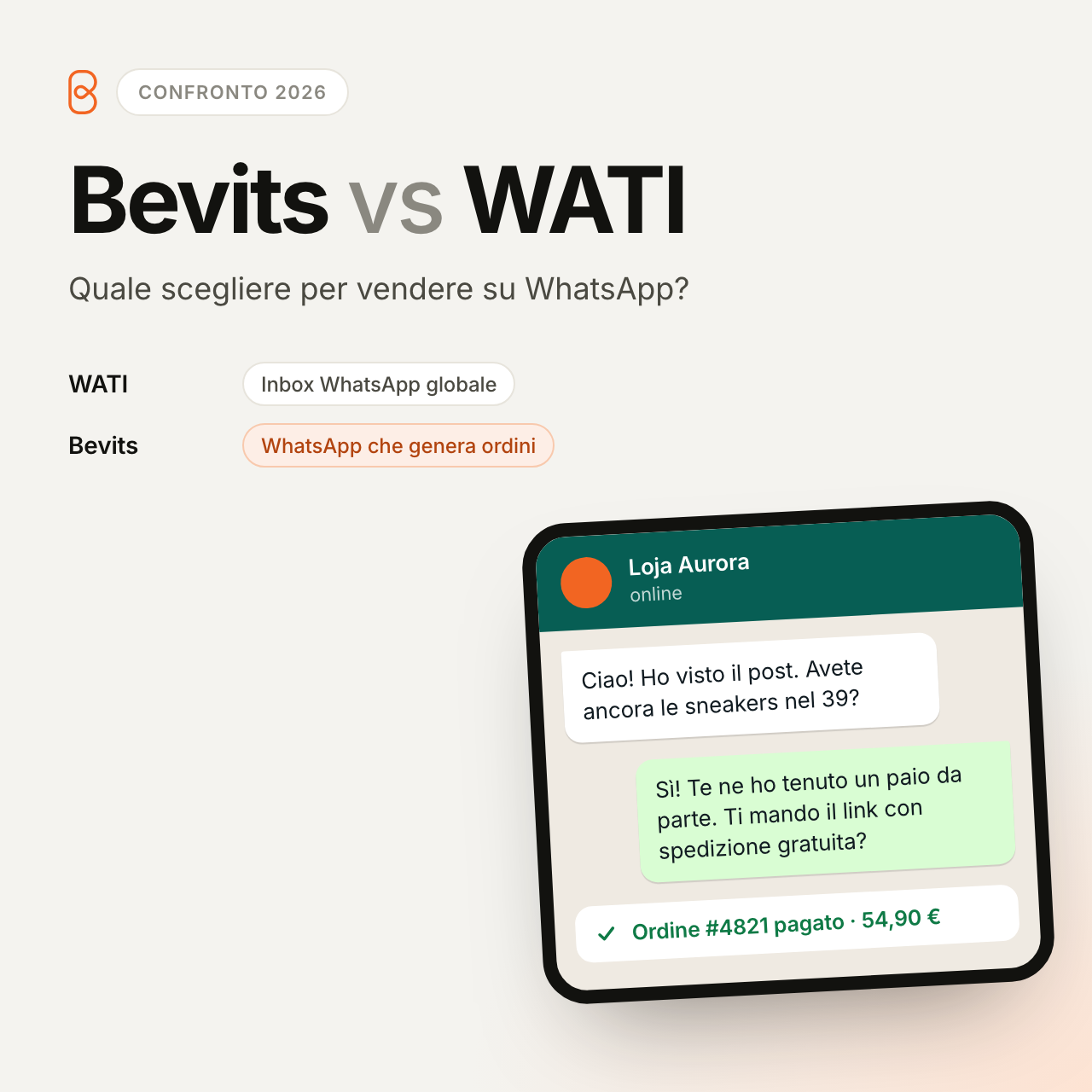 Bevits vs WATI: quale scegliere per vendere su WhatsApp nel 2026?