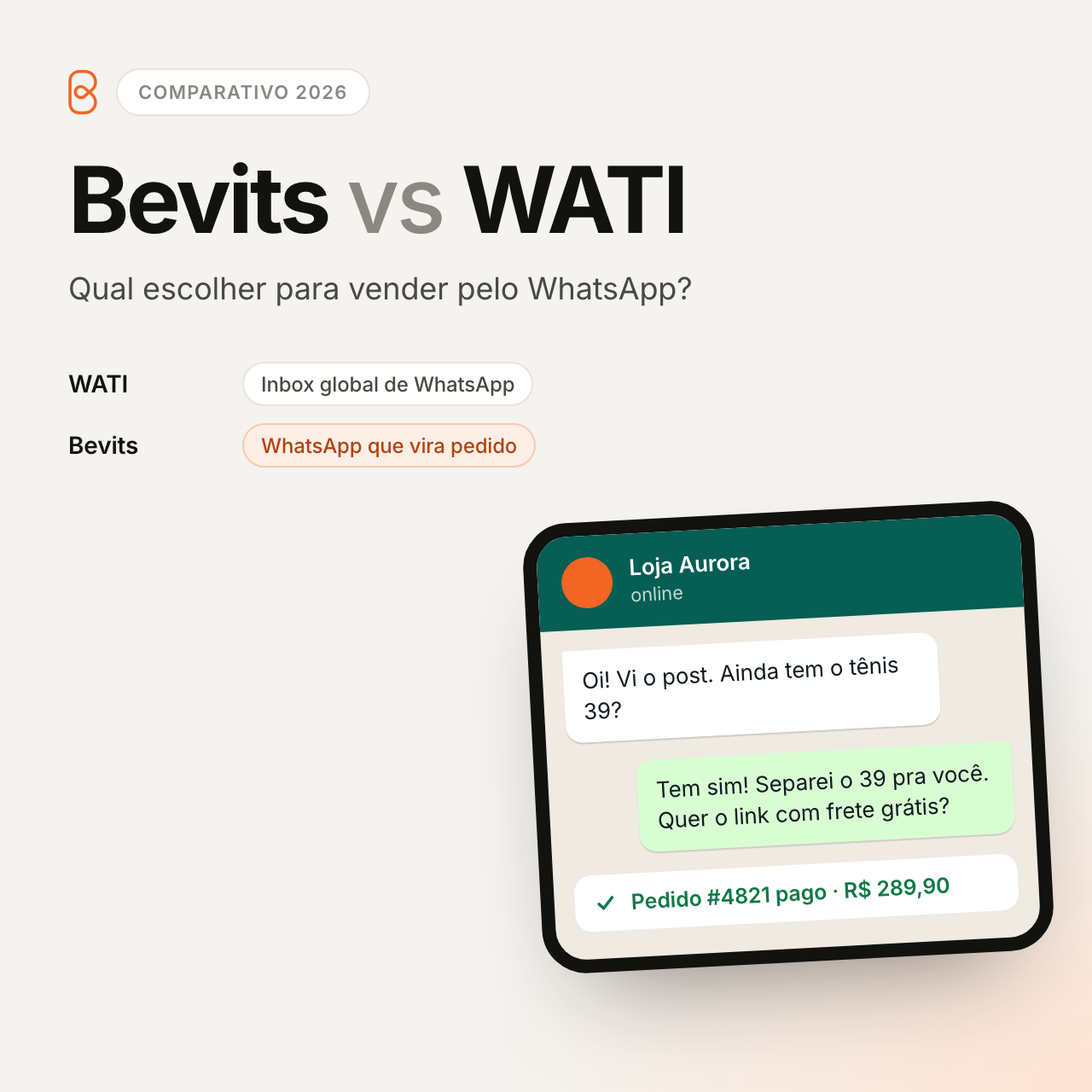 Bevits vs WATI: Qual Escolher para Vender pelo WhatsApp em 2026?